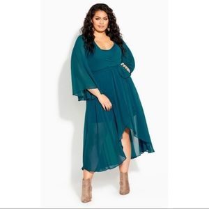 City Chic Teal mock wrap maxi dress NWT!